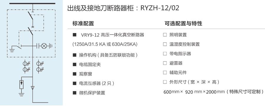 RYZH-12/02出线及接地刀断路器柜典型图